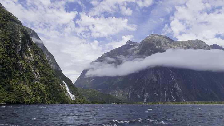 Milford sound, déli-sziget, Új-Zéland, víz, természet, táj, hegyi