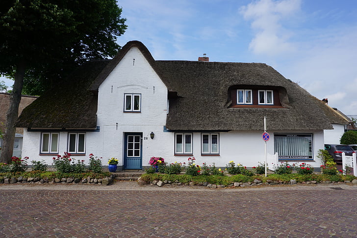 Friesland, Föhr, thatched krov, arhitektura, Friesenhaus, Sjeverna Njemačka