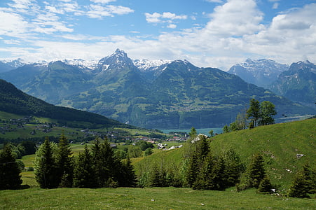 Amden, Panorama, Lago di Walen, Lago, alpino, montagna, natura