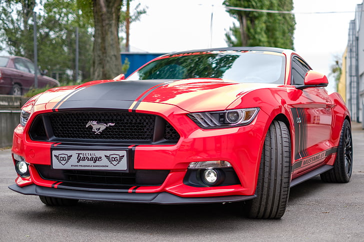 Mustang, gt, punainen, Yhdysvallat, auton, auto, liikenne