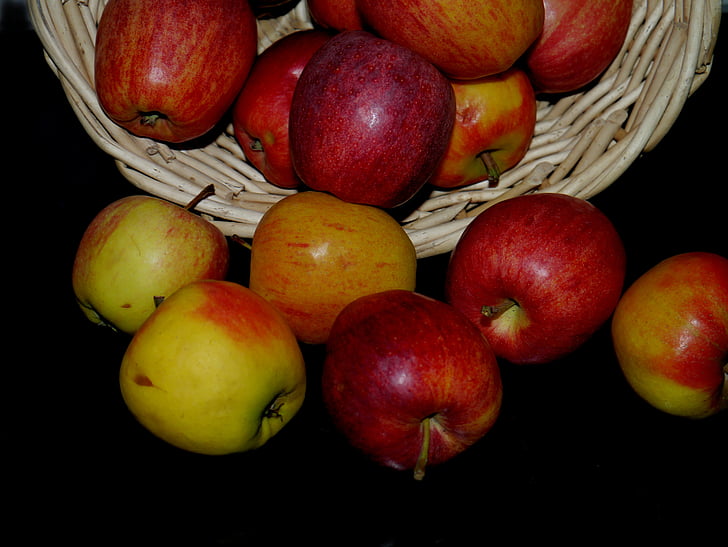 obuolių, vaisių krepšelis, vaisių, krepšys, Salazar, raudona, maisto
