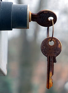 clave, oxidado, metal, antiguo, hierro, cerrar, metálicos