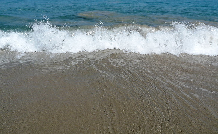 oceana, valovi, plaža, vode, teče, štrcanje, more