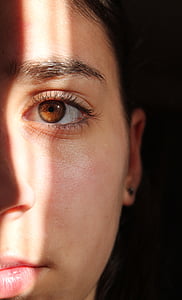 oko, cień, światło, twarz, Kobieta, Dziewczyna, nos