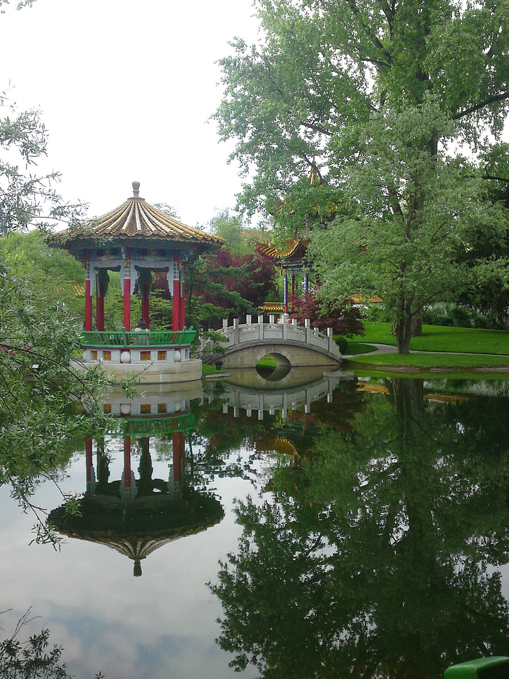 Pagoda, Pont, Llac, arquitectura, Pavelló, cultures, arbre