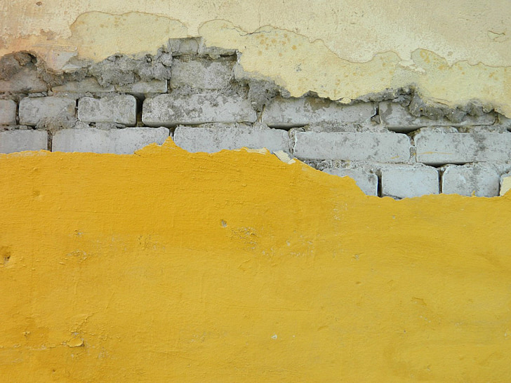 dinding, Kota, plester, latar belakang, OLG, lama, kuning