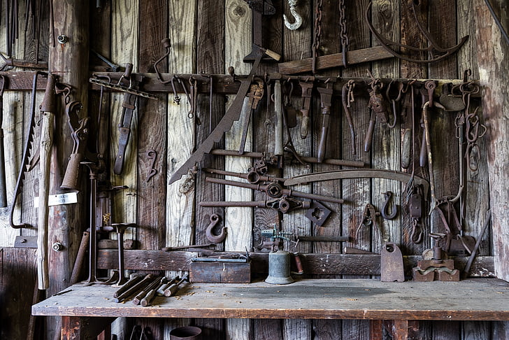 craft, rust, rustic, rusty, steel, tools, wall