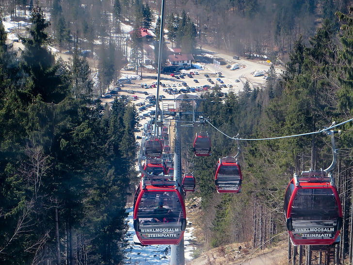 Ski, gondola, mobil kabel, musim dingin, Alpine, olahraga musim dingin, winkelmoosalm