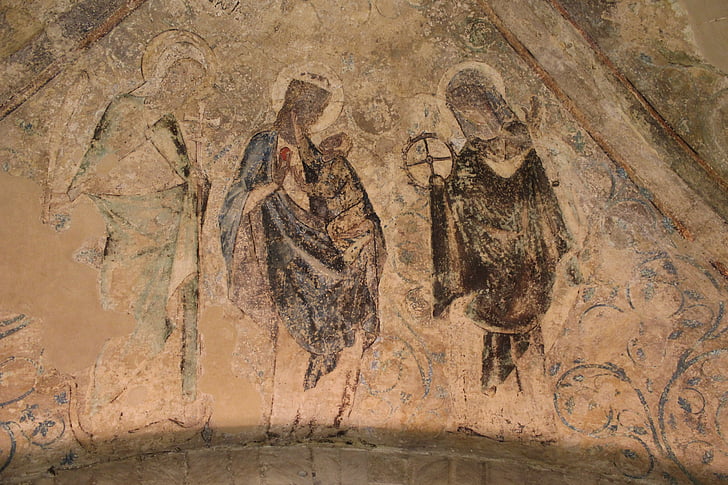 abad pertengahan, abad pertengahan, Raja, Saint, lukisan, Menggambar, mural