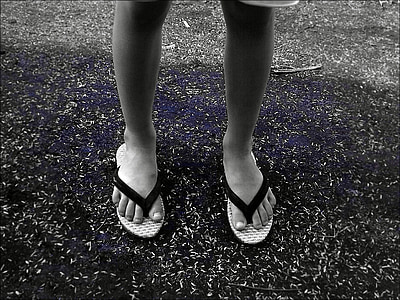 bērnu, sandales, Flip flops, staigāt, kājas, meitene