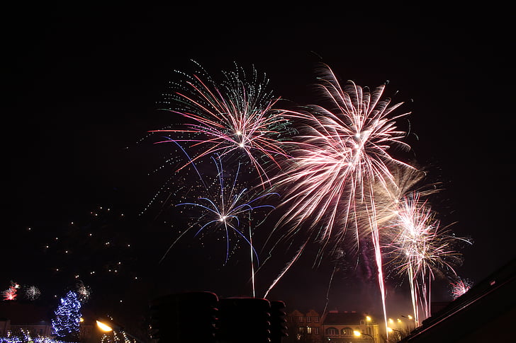 pháo hoa, New year's eve, New year's day, pháo nổ, lời chúc năm mới, đêm, Lễ kỷ niệm