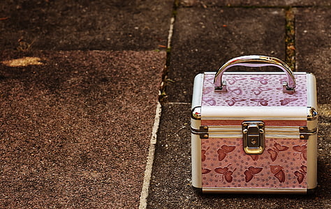公文包, 粉色, 银, 可爱, 行李, 化妆箱, 存储