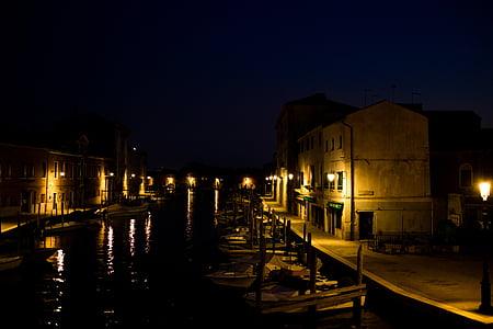 Murano, lumière, nuit, canal, La nuit, bâtiment