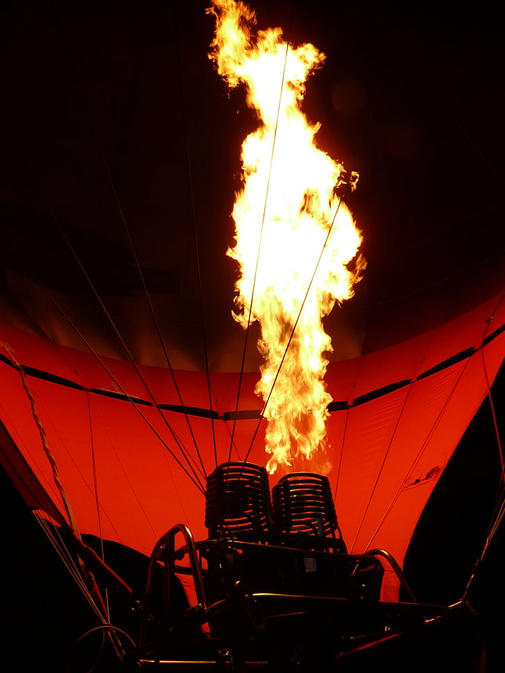 ballon, brand, vlam, hete luchtballon, licht, nacht, Fire - natuurverschijnsel