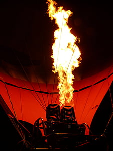 气球, 消防, 火焰, 热气球, 光, 晚上, 火-自然现象