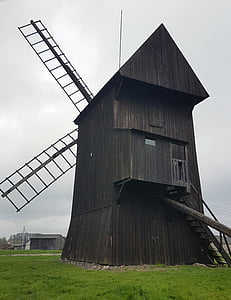 Ветряная мельница, Памятник, Сульмежице, Архитектура, старые здания, Польша, сельская архитектура