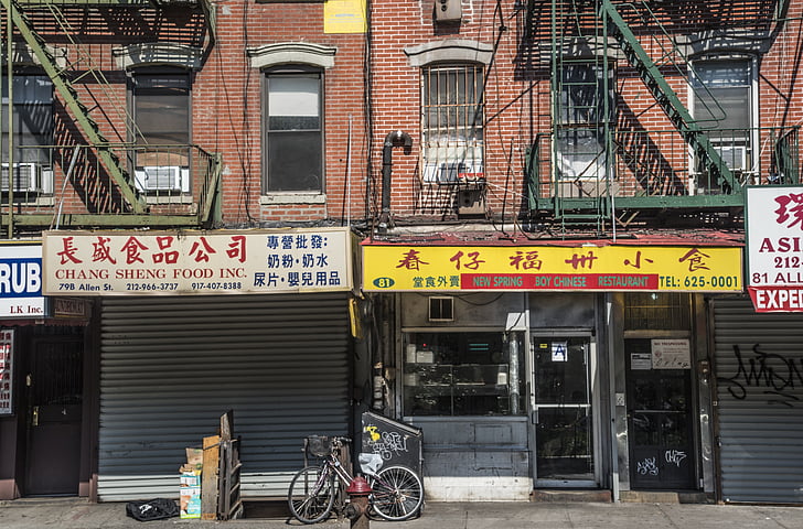 Nova york, Chinatown, Manhattan, Etiquetes, cartells, lletres de cançons, Xina