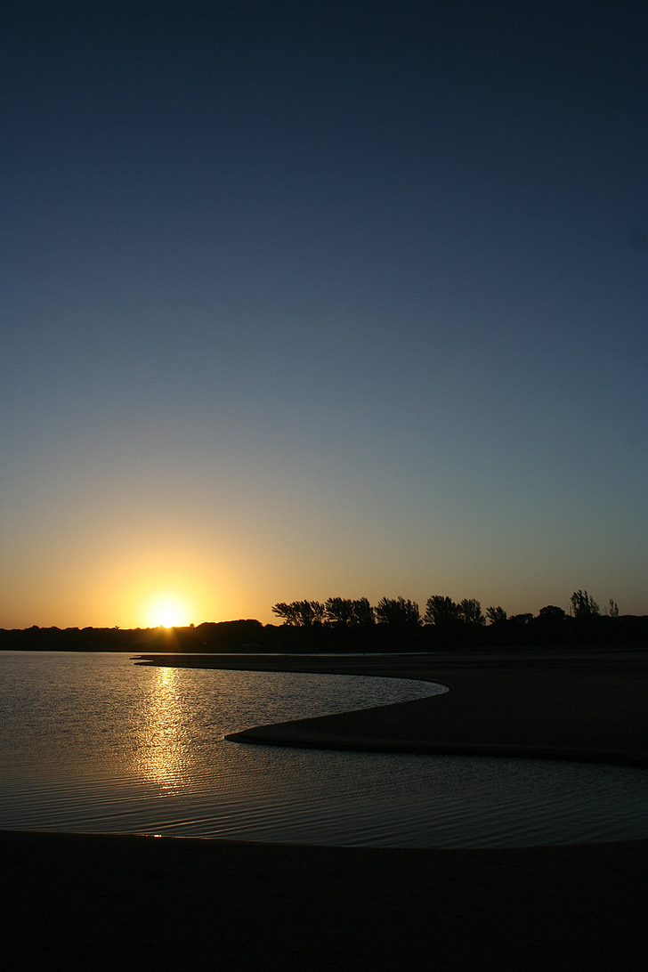 sunset, landscape, water