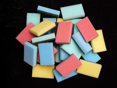 sponge, sponges, clean, colorful, many, variety, new