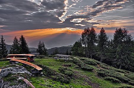 Bergen, landschap, Panorama, Italië, zonsondergang, wolken, abendstimmung