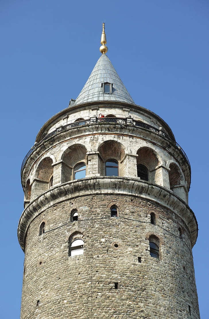 galata tower, tower, perspective, architecture, sky, building, turkey