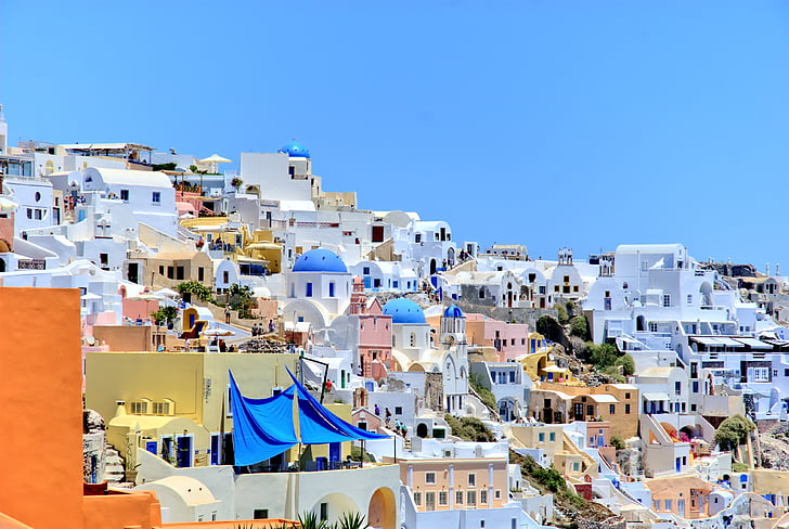 Graikija, Santorini, paplūdimys, Saulė, šventės, vasaros, atostogų