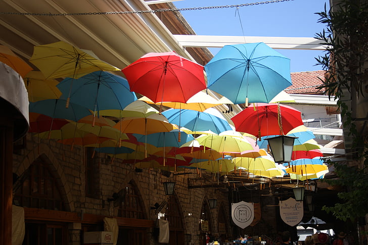 Siprus, payung, musim panas, liburan, payung, matahari