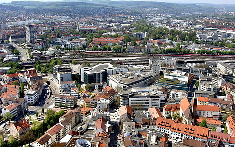 Ulm, Münster, gājēju zona, dzelzceļa stacija, Ulm katedrāle, programma Outlook, Rietumi