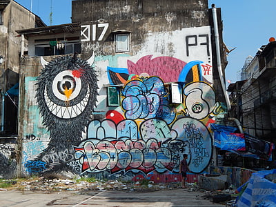 Graffiti, Bangkok, gatukonst, målning, Street, Asia, Thailand