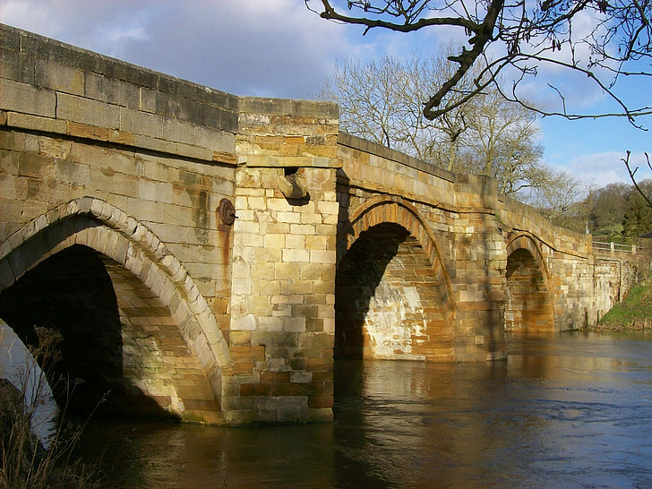Yorkshire, Inglaterra, Gran Bretaña, puente, antiguo, punto de referencia, arquitectura
