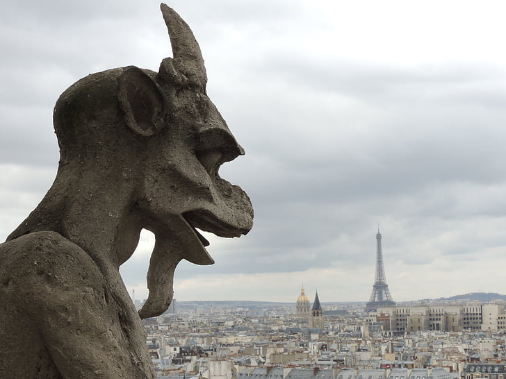 Paris, Gargoyle, grotesk, Notre dame, Frankrig, Cathedral, fransk