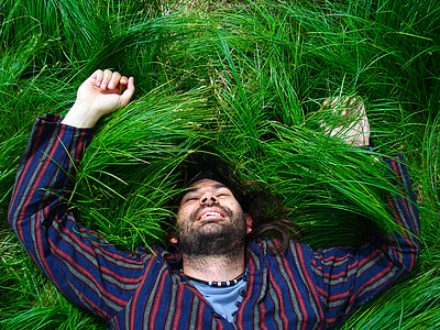 man, grass, happy, people, male, summer, nature