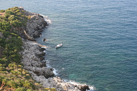 바다, 절벽, 이탈리아, 코스타, 조 경, 물, 바위
