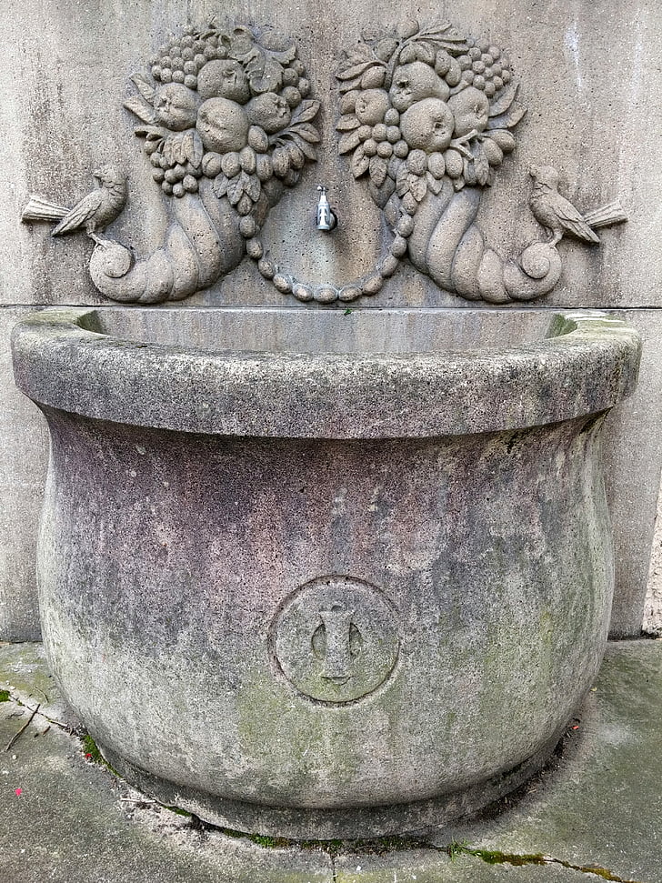 фонтан, спрагу, води, будинок поклоніння, середньовіччя, квіти, steinbach