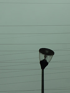 street lamp, twisted, light, electricity, cables, power lines, deterioration