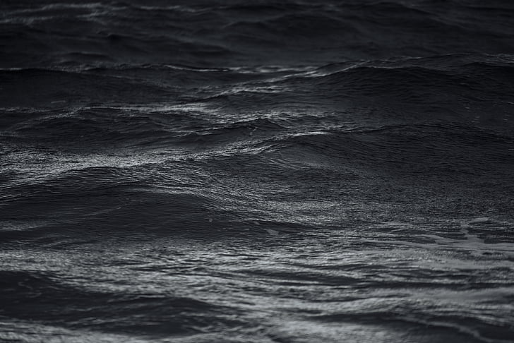 črno-belo, Ocean, morje, vode, valovi