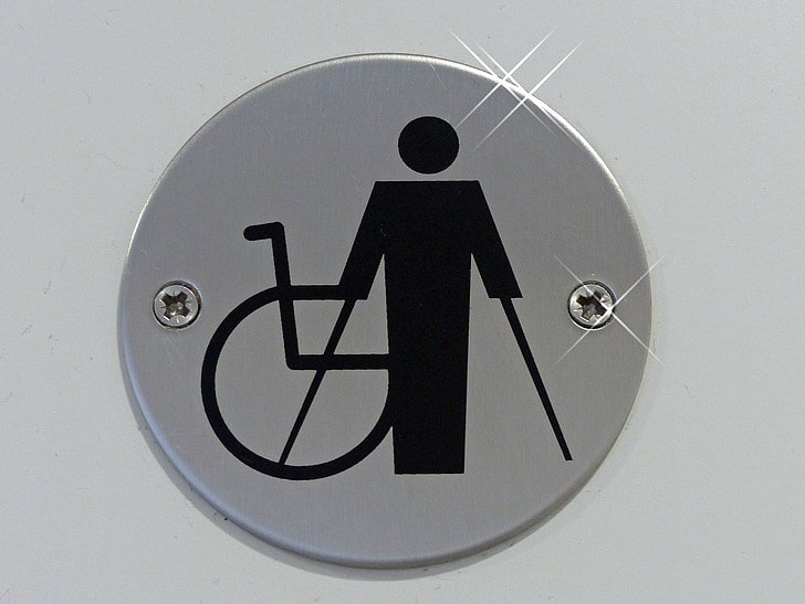 pazīmes, deaktivizēta, handikaps, ratiņkrēslu, kruķi