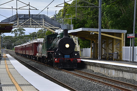 Brisbane, Queensland, vlak, železničná, lišta, preprava, preprava
