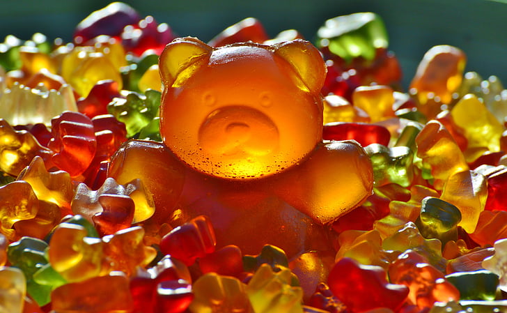 óriás gumi medve, gummibär, Gummibärchen, gyümölcs íny, medve, finom, szín