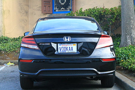 auto, vodka, california, license plate, honda, civic