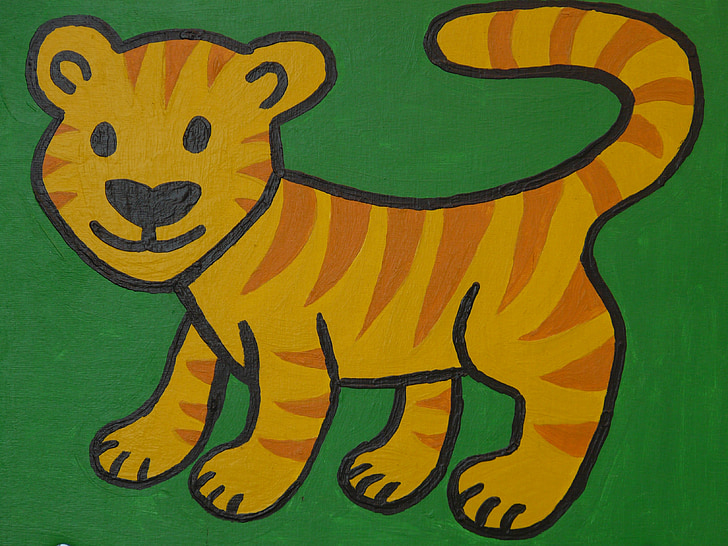 Tiger, tecknad figur, ritning, Rolig, bild, djur, Figur