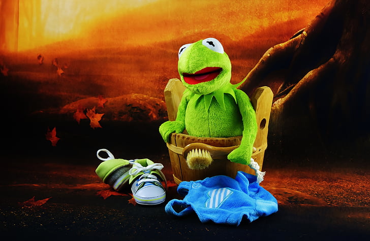 plaukti, Kermit, šepetys, bloga diena, juokingas, pliušas, įdomus