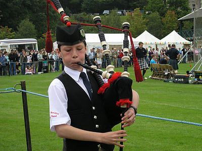 bagpipes, boy, highland games, music, instrument, culture