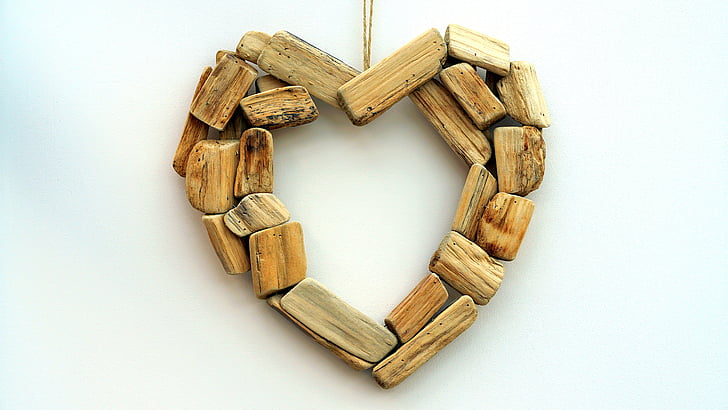 lesene, srce, ljubezen, vesel, Romantični, lesa, sreče