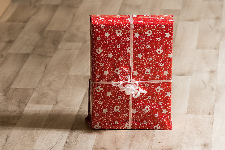настоящите, пакет, подарък, Коледа, празник, кутия, панделка
