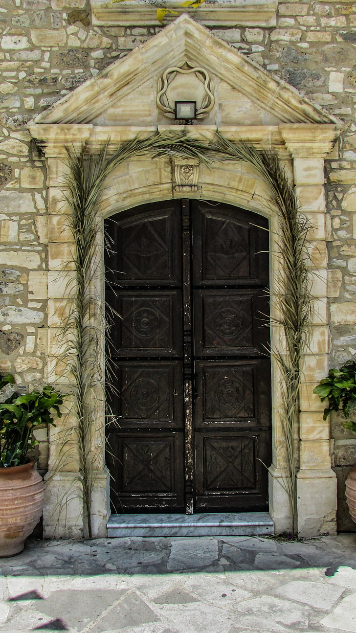 Cypern, Perivolia, Ayia eirini, kyrkan, ortodoxa, arkitektur, dörr