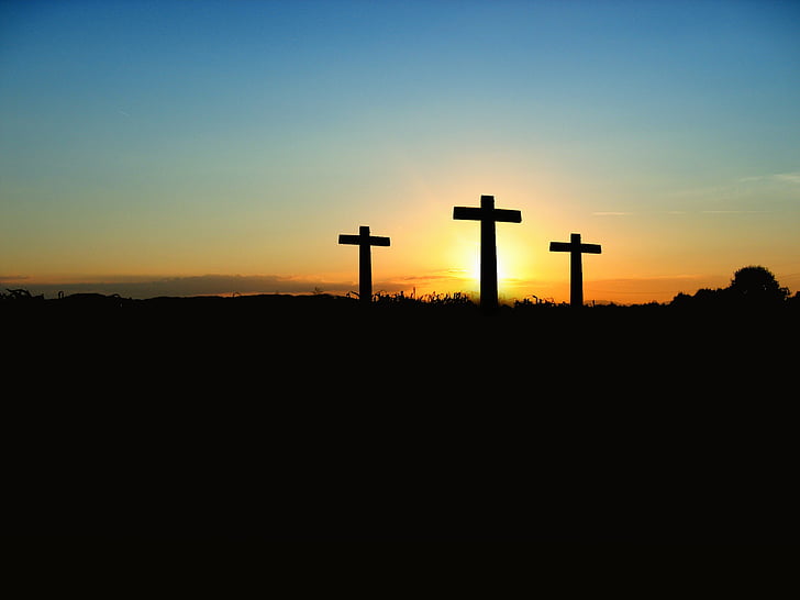 cross, sunset, sunrise, hill, sky, sun, crucifixion