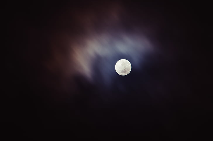 Moon, valgus, ere, tume, pilved, taevas, öö
