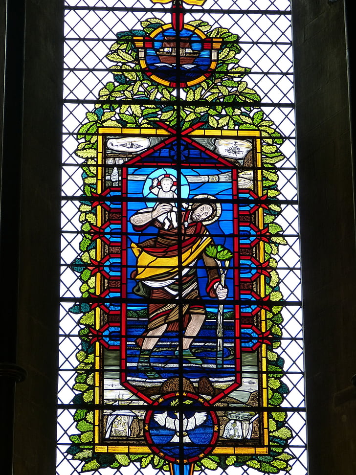 Christopher, Sfânt, Biserica, Biserica fereastra, fereastră de sticlă, fereastra, vitralii