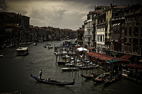 吊船, 运河, 威尼斯, 意大利, 旅行, 小船, 水